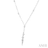 1/2 ctw Paperclip Bezel Set Round Cut Diamond Station Necklace in 14K White Gold